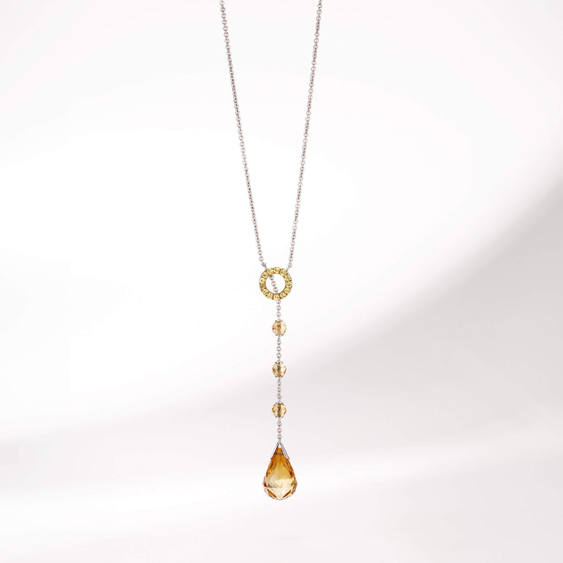 14K Gold Yellow Diamond &amp; Citrine Necklace