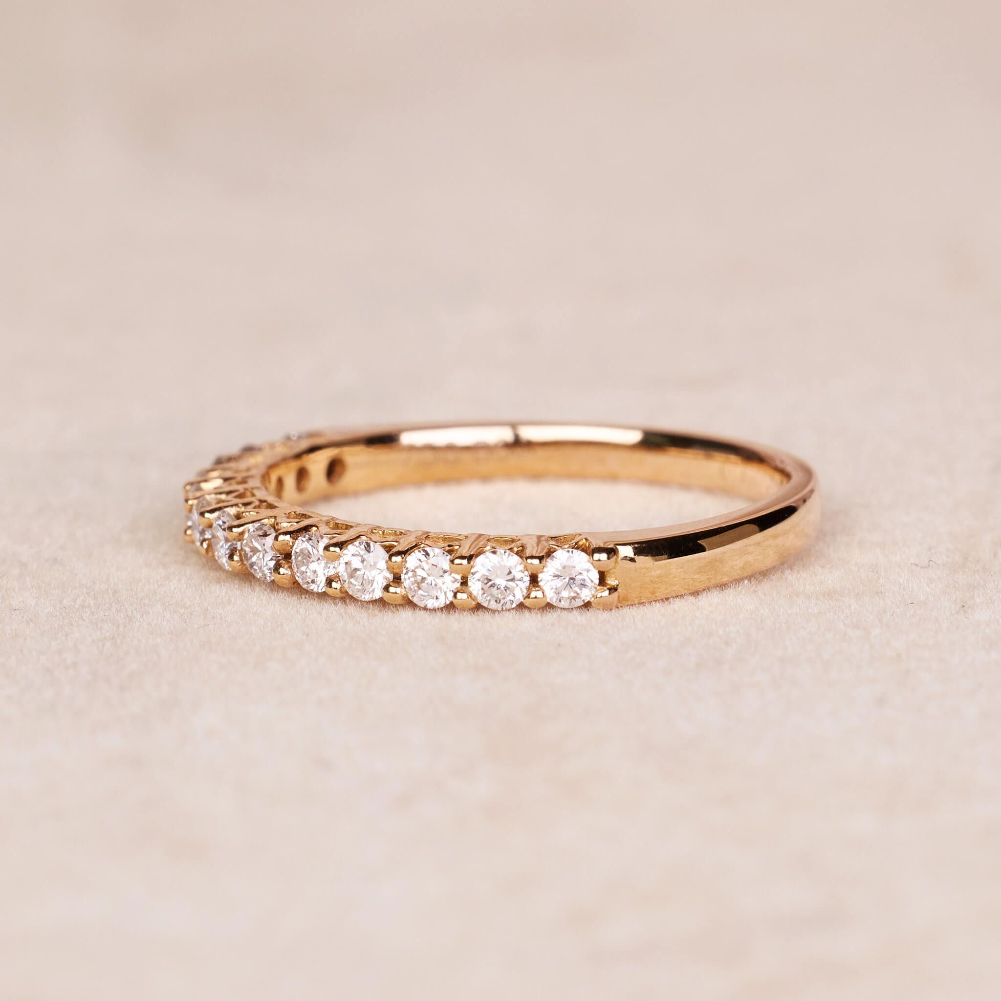0.32 ct.tw. Stackable Half-Eternity Diamond Band Ring in 18K Gold