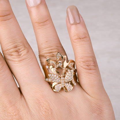 18K Rose Gold Butterfly Diamond Ring