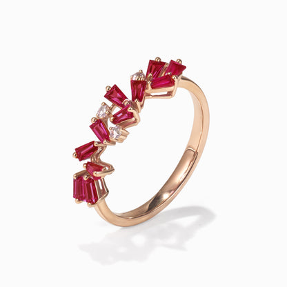 18K Gold Natural Diamond &amp; Ruby Band