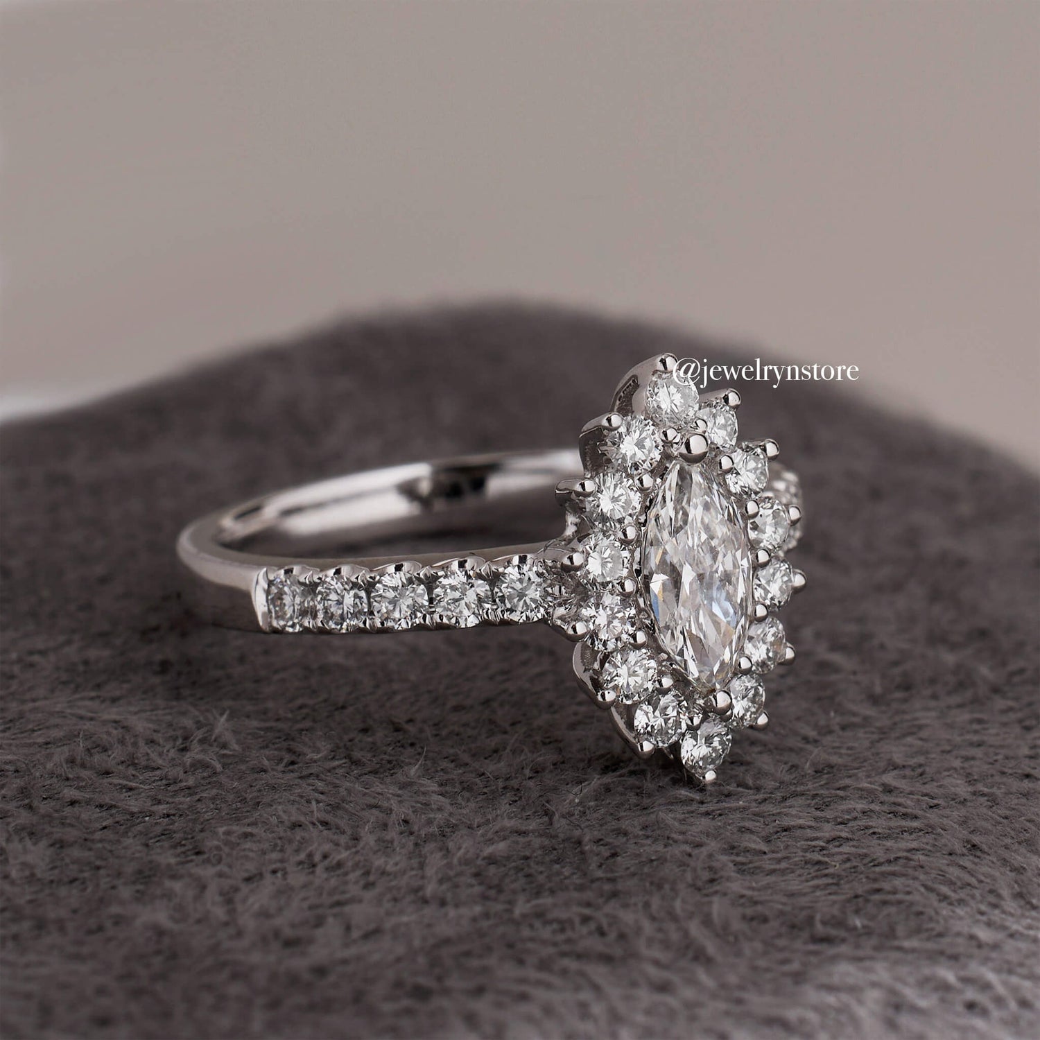 1.11ct.tw. Marquise Diamond Pave Ring