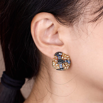 18K Gold Blue Sapphire &amp; Diamond Earrings