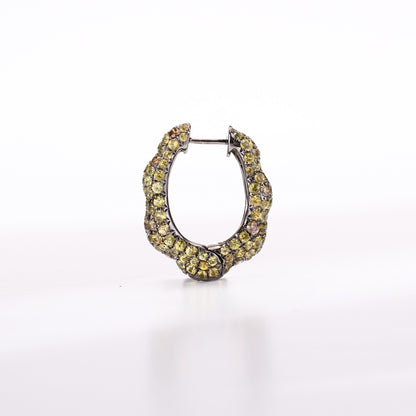 18K Gold Yellow Sapphire &amp; Diamond Hoop Earrings