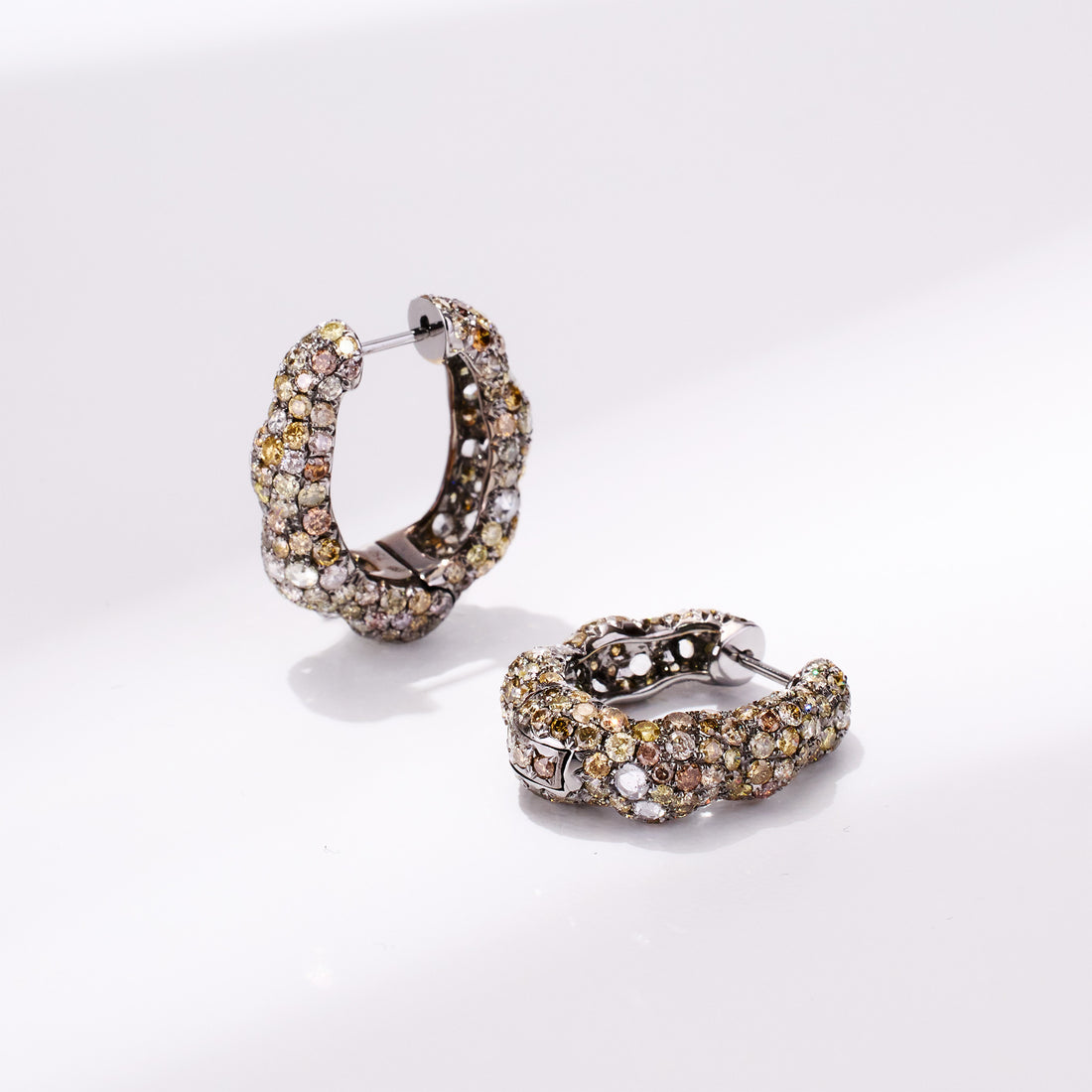 18K Gold Yellow Sapphire &amp; Diamond Hoop Earrings