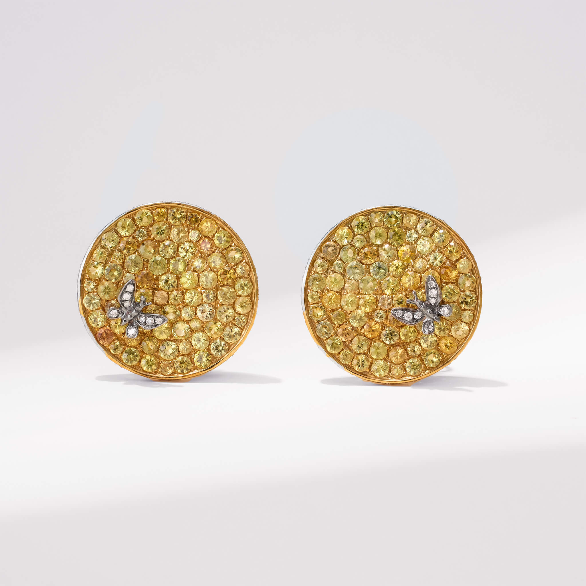 18K Gold Yellow Sapphire &amp; Diamond Earrings