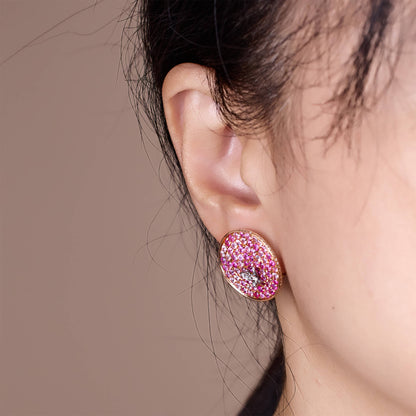 18K Gold Pink Sapphire &amp; Diamond Earrings