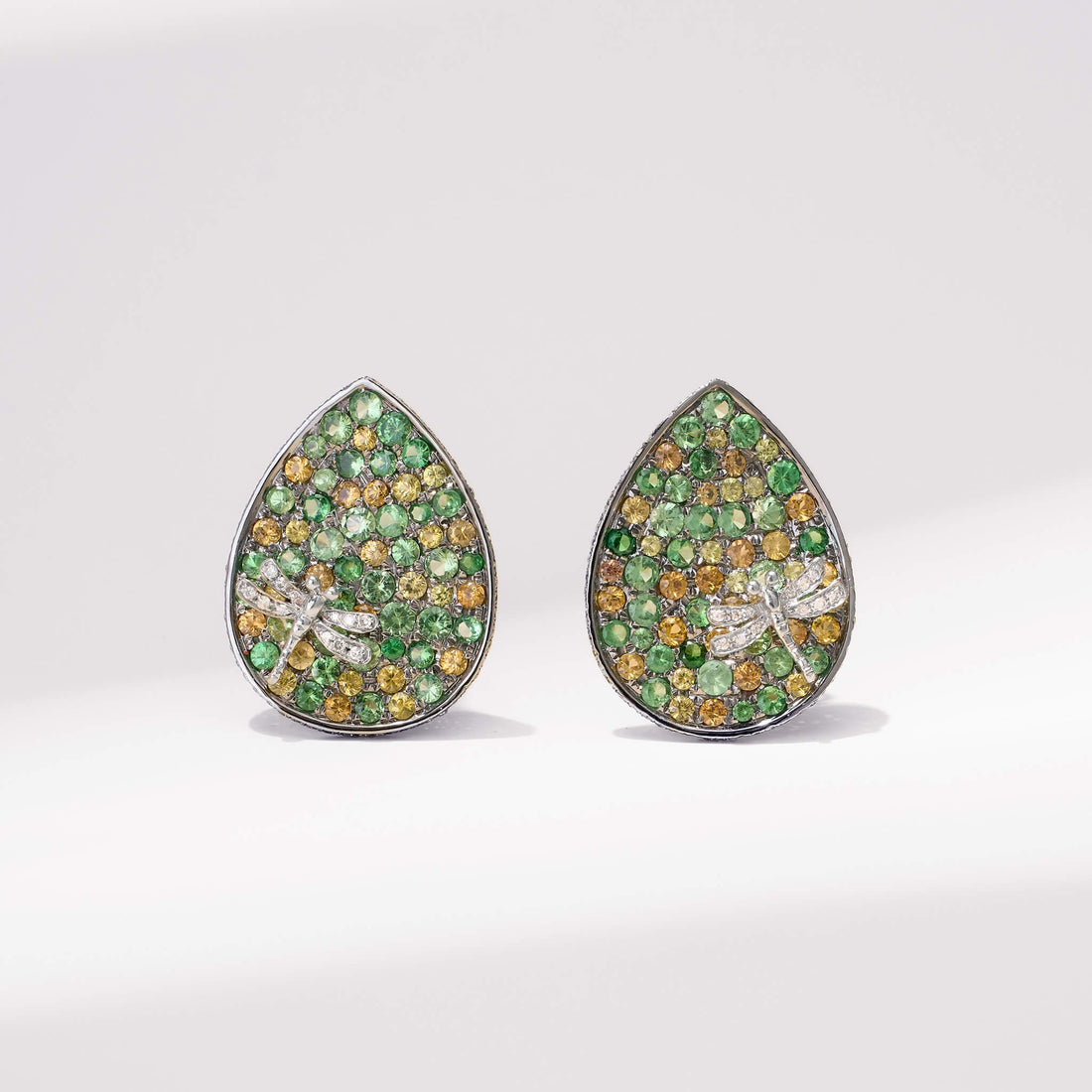 18K Gold Green Sapphire &amp; Diamond Earrings