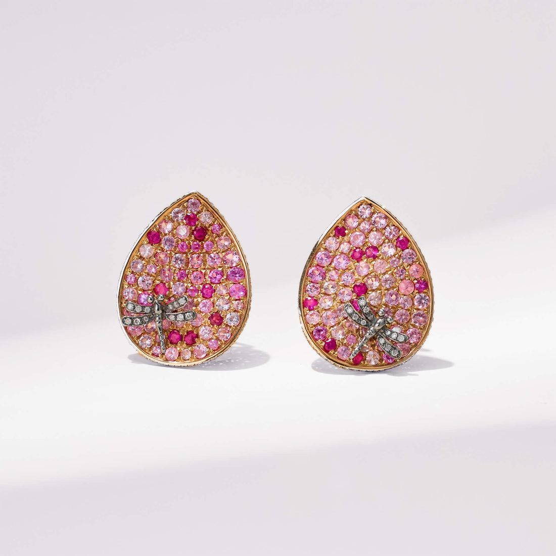 18K Gold Ruby, Pink Sapphire &amp; Diamond Earrings