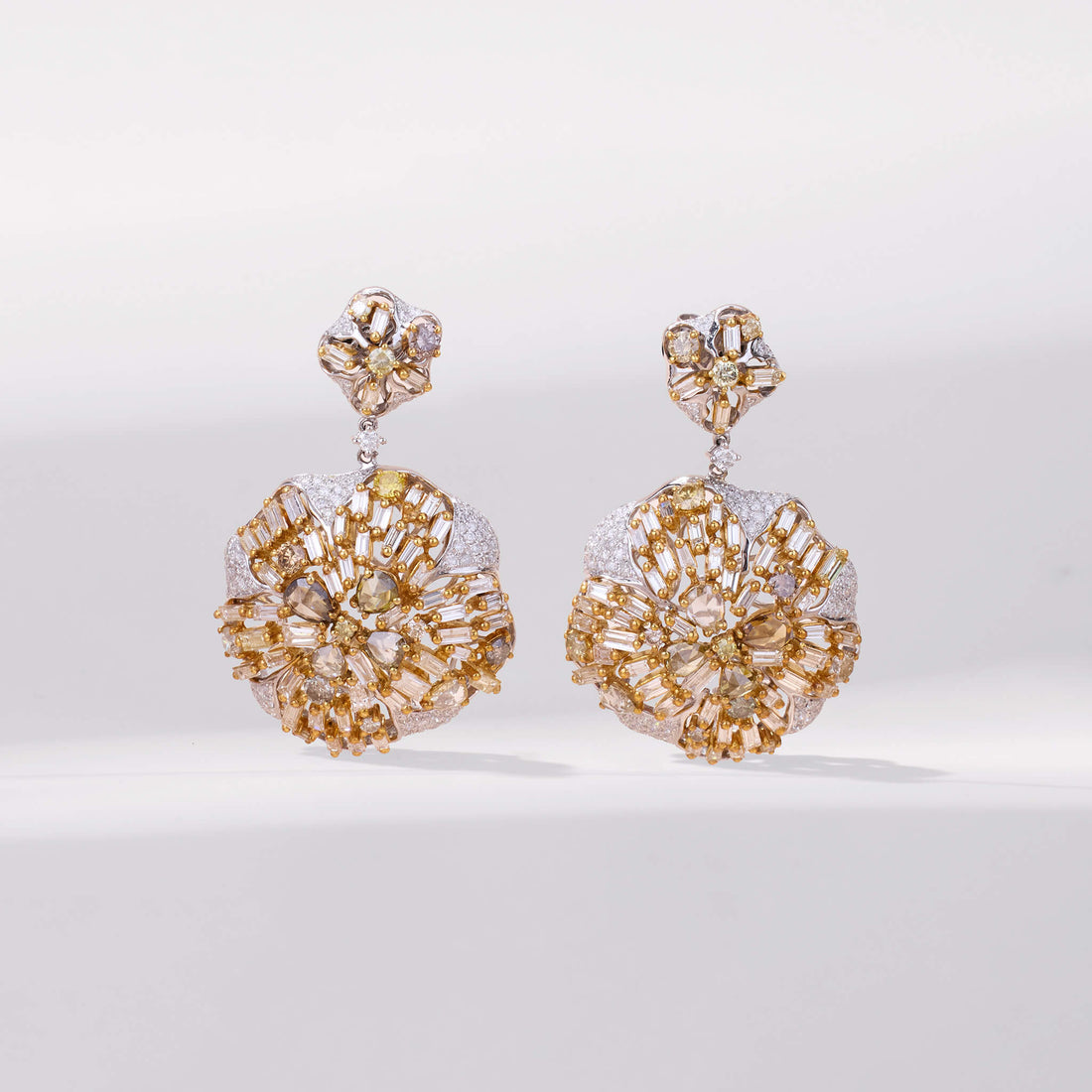 18K Gold Baguette Diamond Drop Earrings