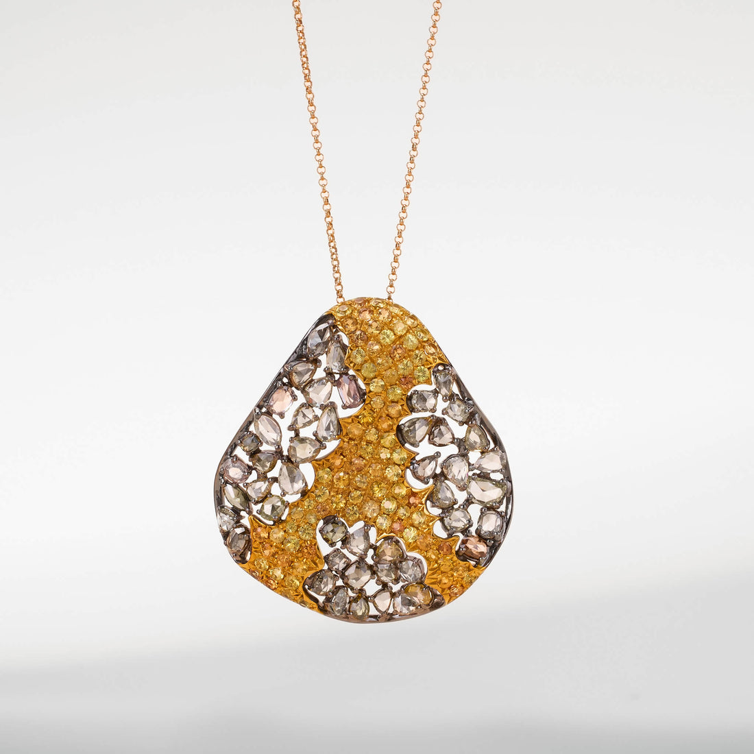 18K Gold Yellow Sapphire &amp; Diamond Pendant