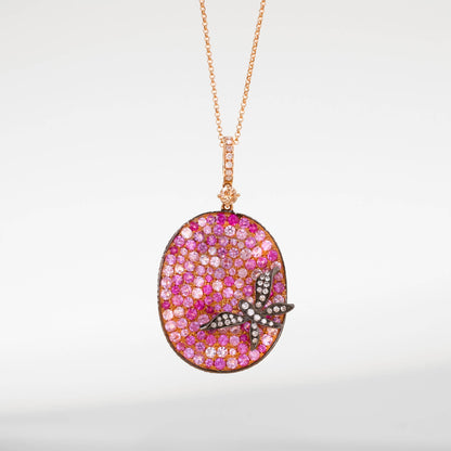 18K Gold Pink Sapphire &amp; Diamond Pendant