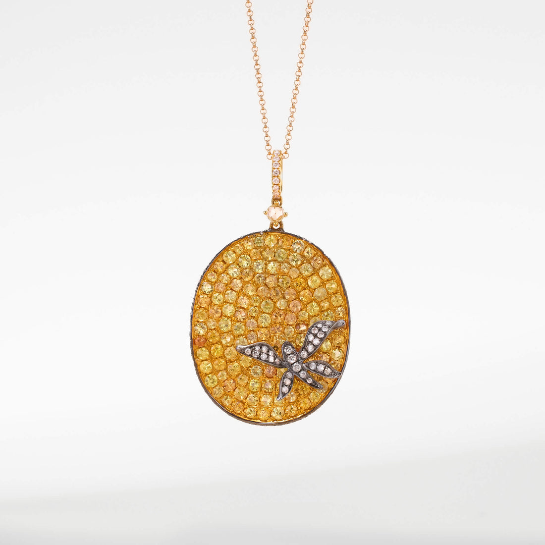 18K Gold Yellow Sapphire &amp; Diamond Pendant