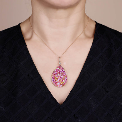 18K Gold Pink Sapphire &amp; Diamond Pendant