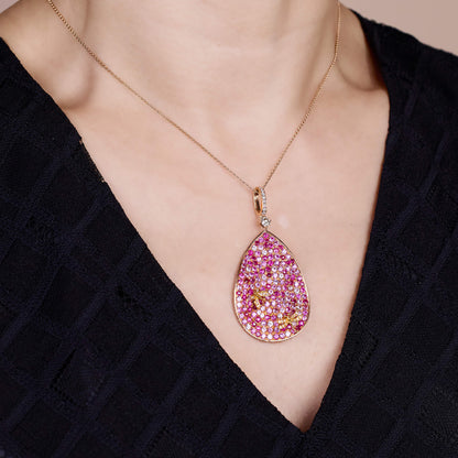 18K Gold Pink Sapphire &amp; Diamond Pendant