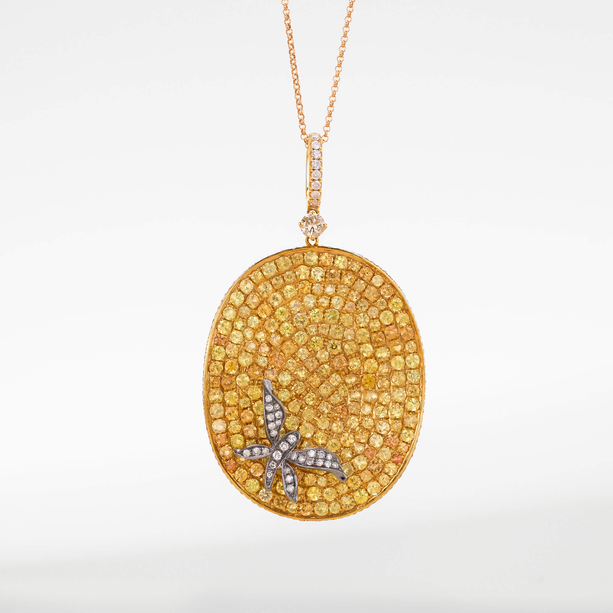 18K Gold Yellow Sapphire &amp; Diamond Pendant