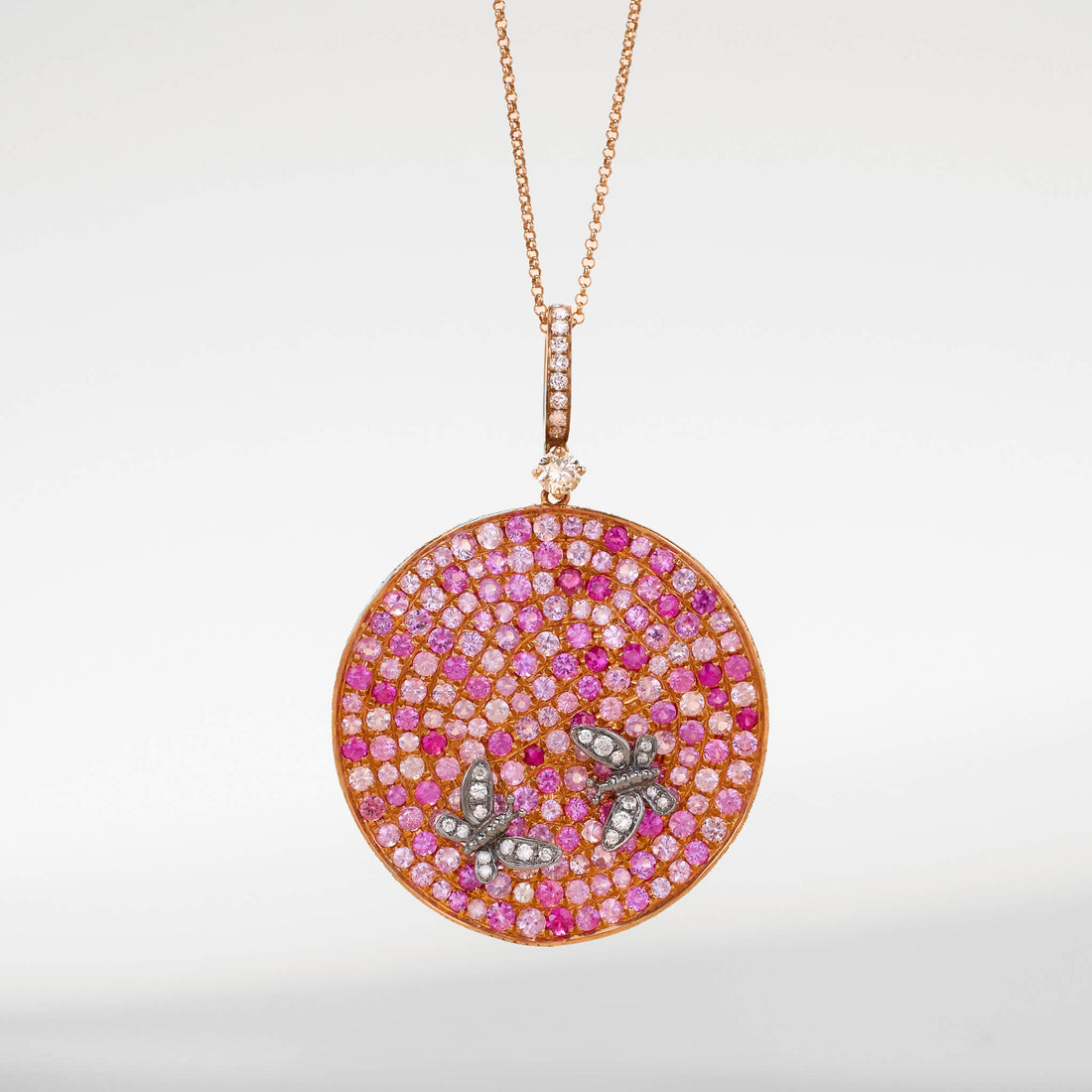 18K Gold Pink Sapphire &amp; Diamond Pendant