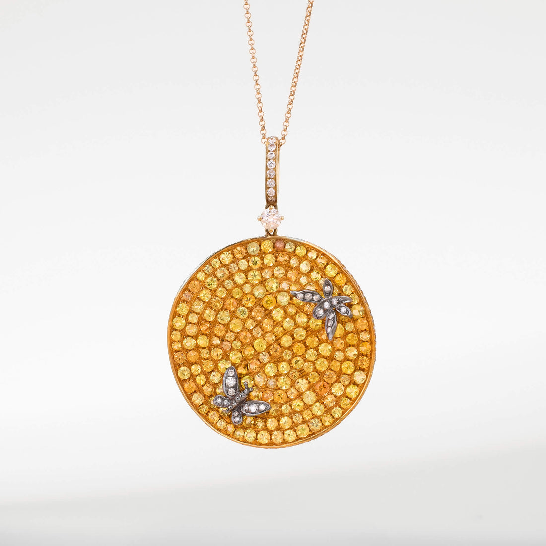 18K Gold Yellow Sapphire &amp; Diamond Pendant