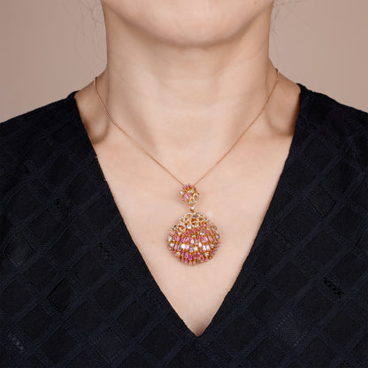 18K Gold Pink Sapphire &amp; Diamond Pendant