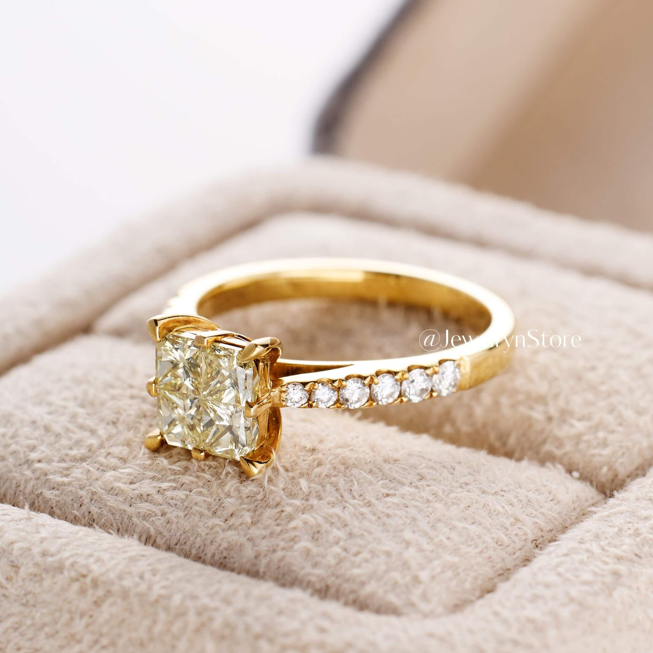 Multi Yellow Diamond Engagement Ring