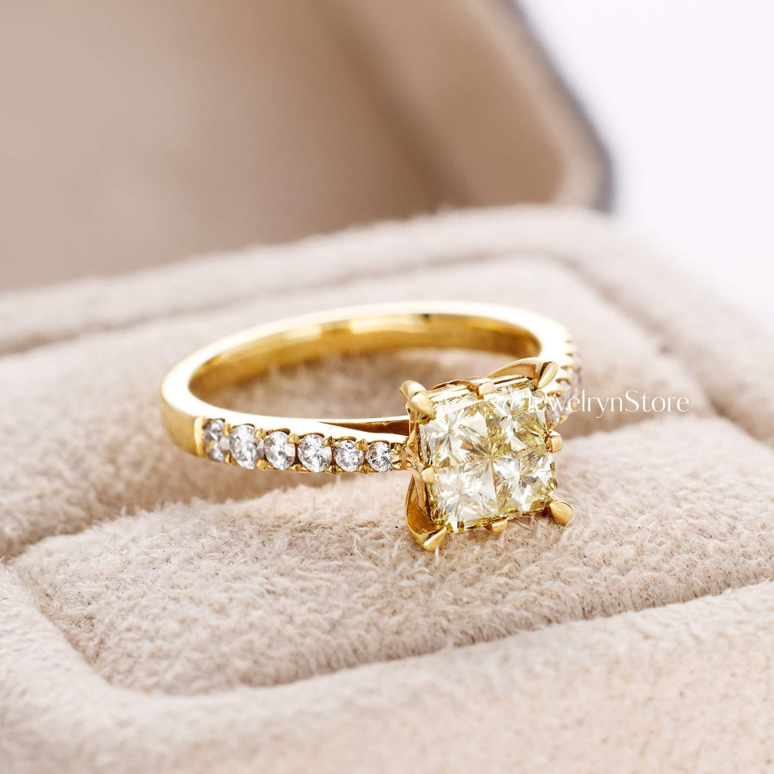 Multi Yellow Diamond Engagement Ring