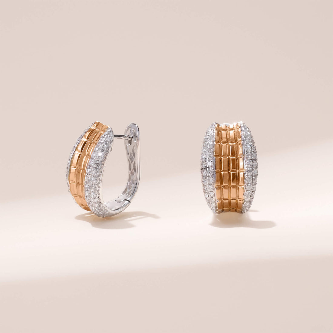 Two-tone Diamond Hoop Earrings in 18K Gold