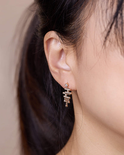 925 Silver Japanese-Inspired Diamond Drop Earrings