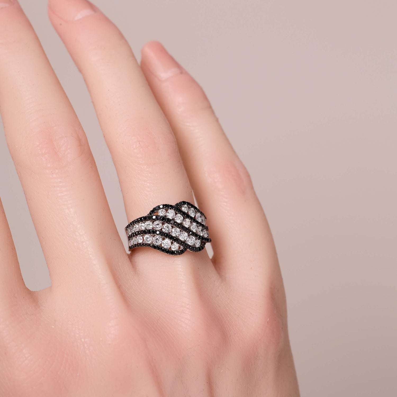 18K Gold Black Diamond Statement Ring