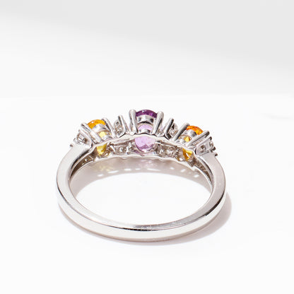18K Gold Natural Sapphire &amp; Diamond Ring