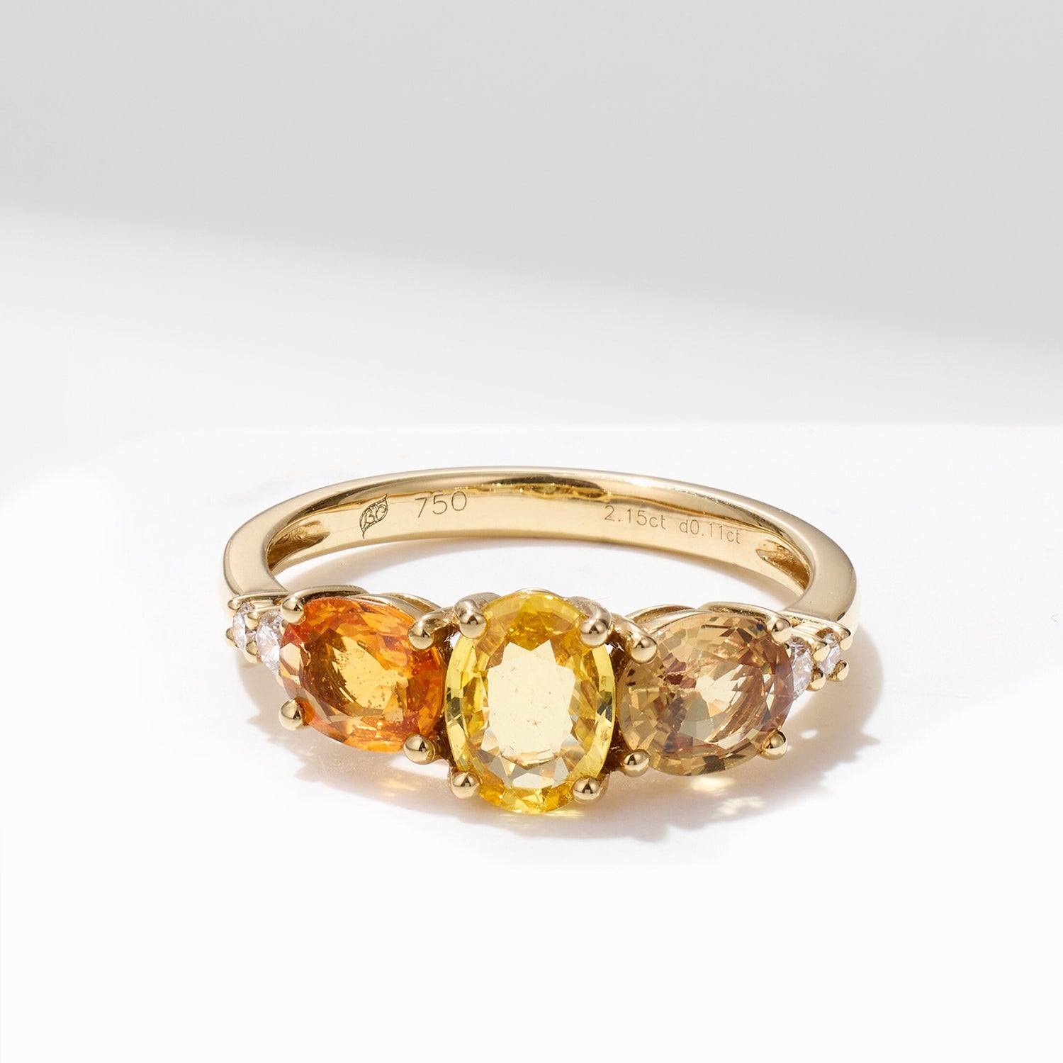 18K Gold Natural Sapphire Three Stone Ring