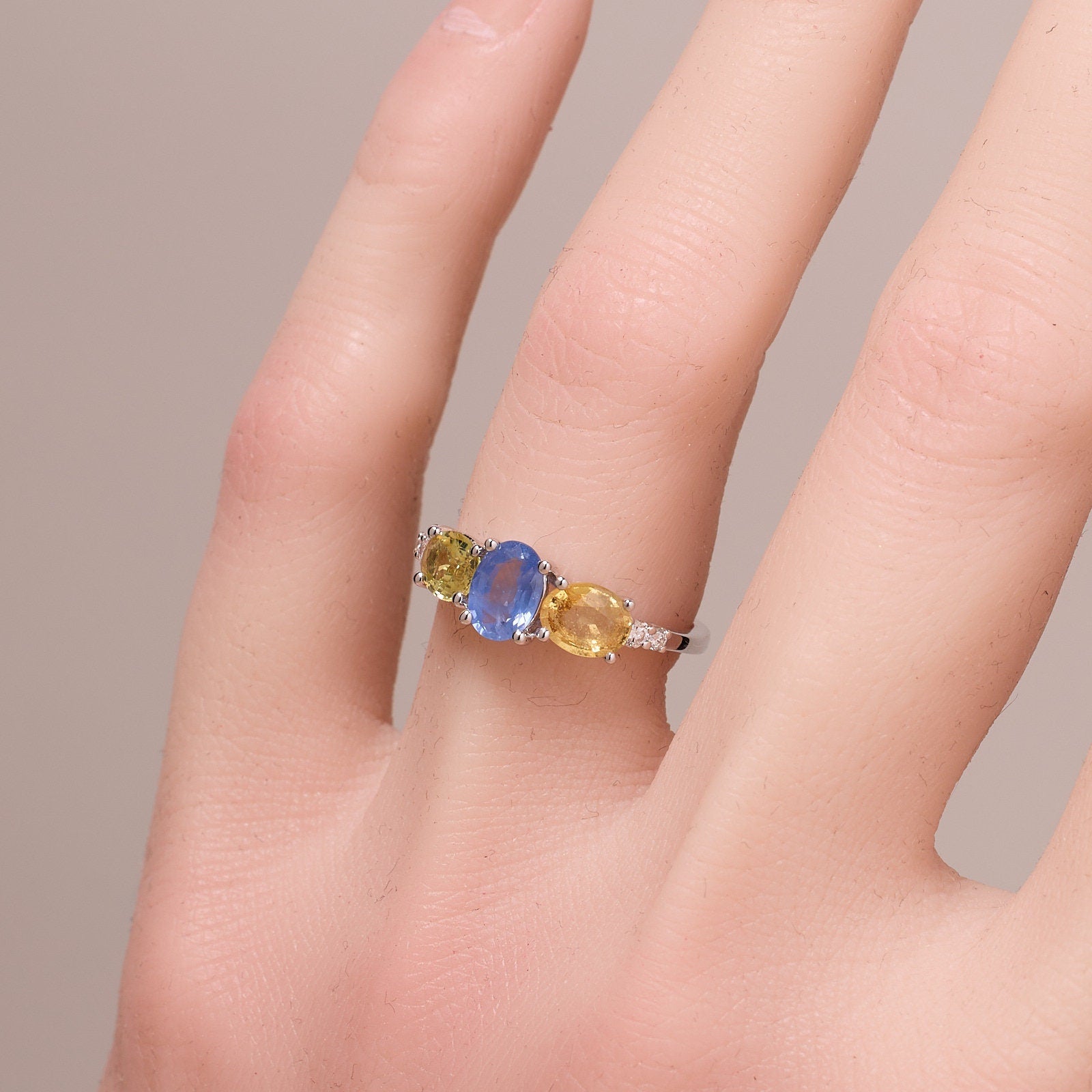18K Gold Multi-Colored Fancy Sapphire &amp; Diamond Ring