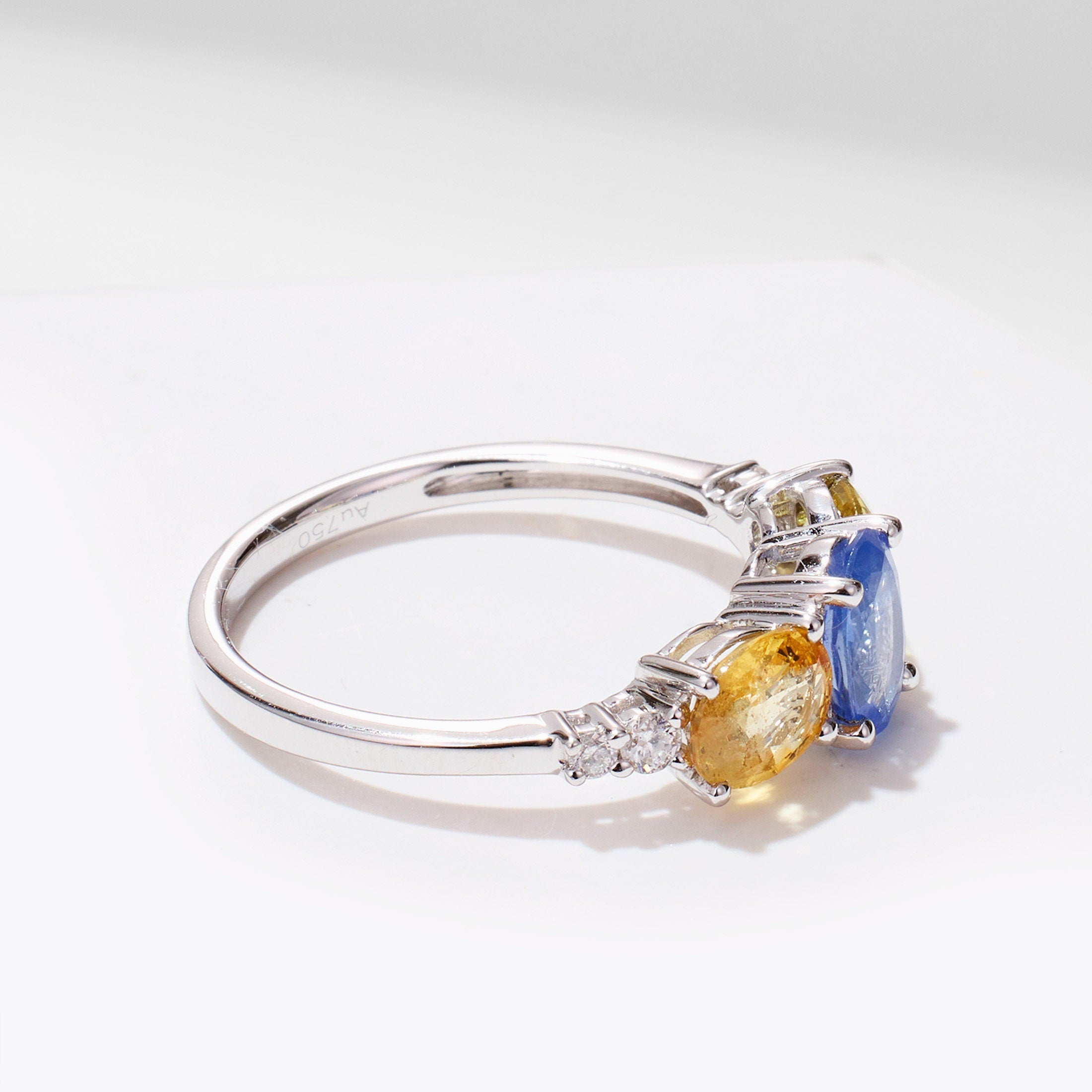 18K Gold Multi-Colored Fancy Sapphire &amp; Diamond Ring