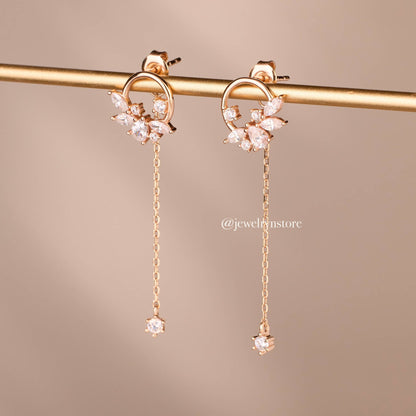 925 Silver Long Chain Butterfly Earrings