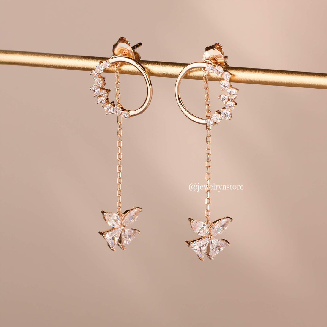 925 Silver Butterfly Long Earrings