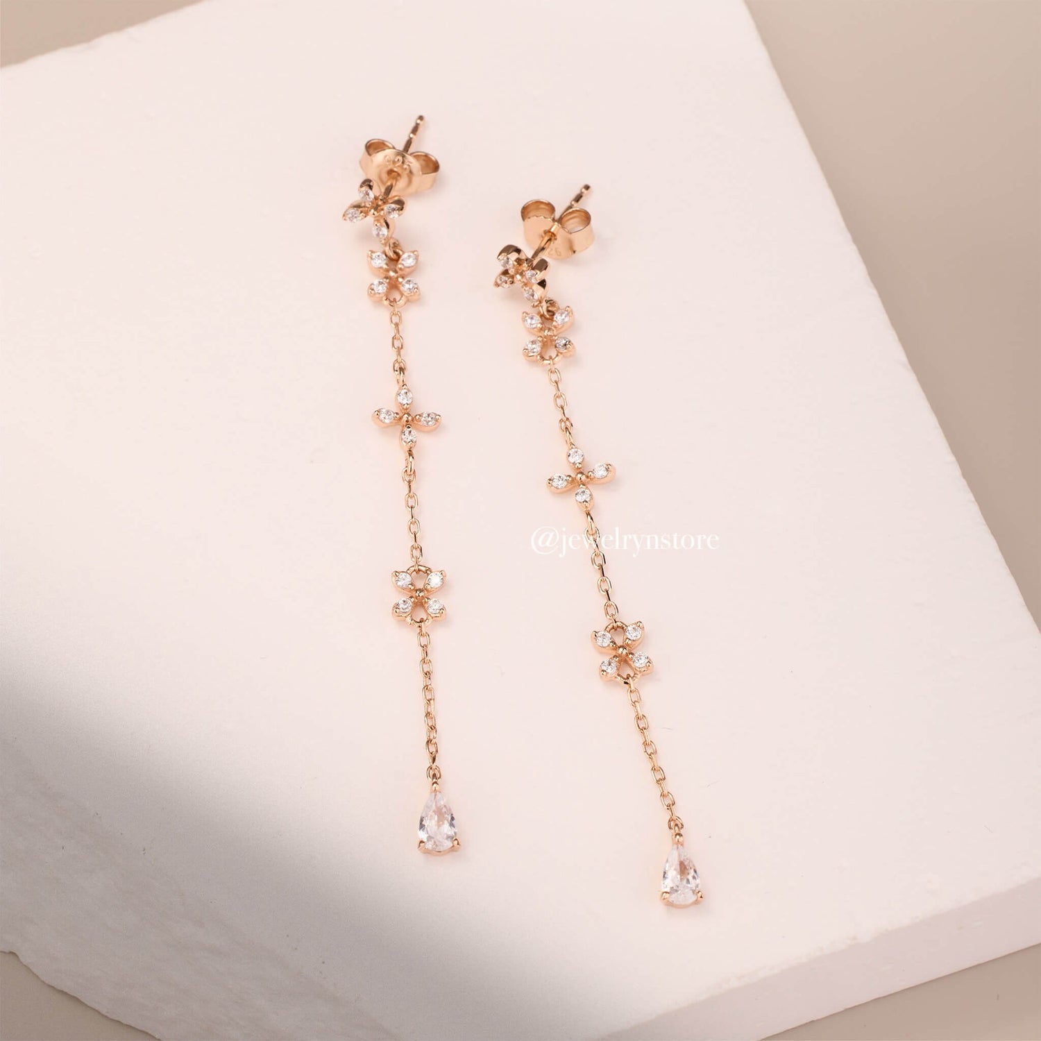 925 Silver Flower Threader Earrings