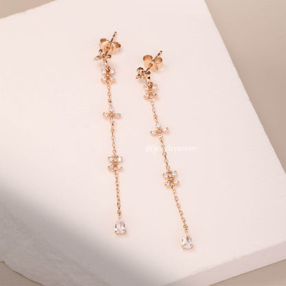 925 Silver Flower Threader Earrings