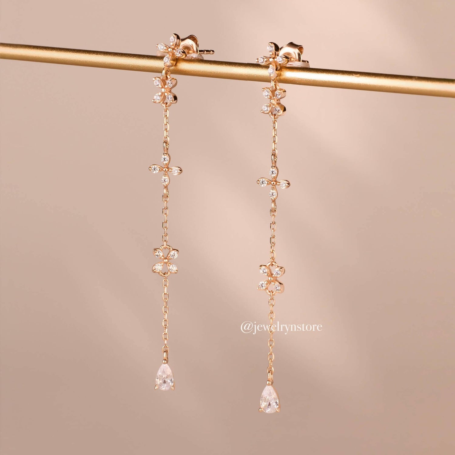 925 Silver Flower Threader Earrings