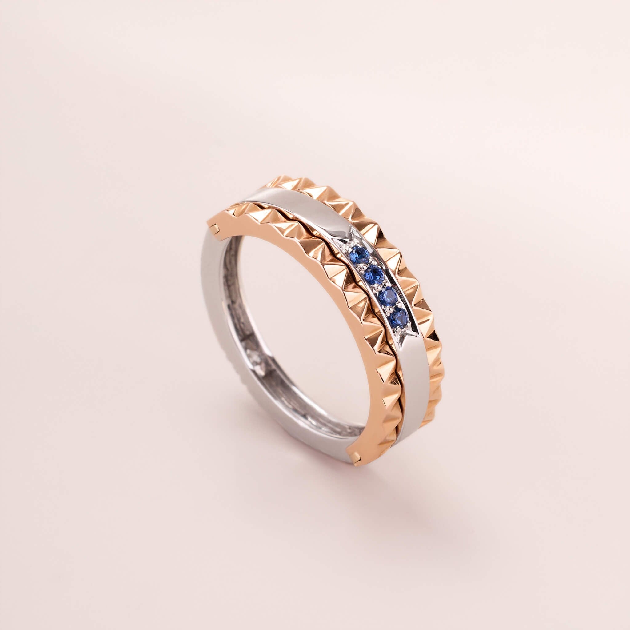 Two-Flips Diamond and Sapphire Ring（1 Rings with 6 Styles)