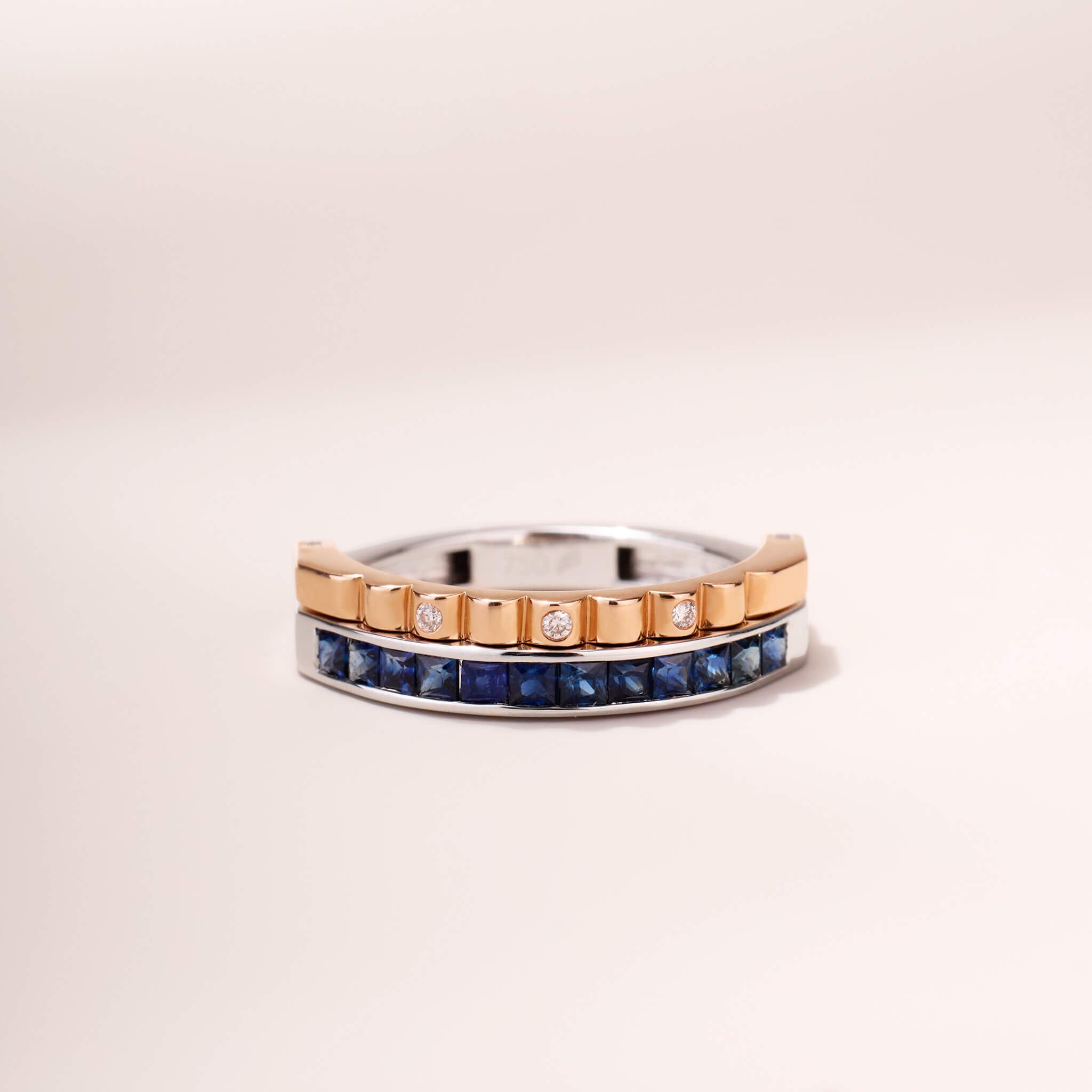 One-Flip Diamond and Sapphire Ring（1 Rings with 4 Styles)