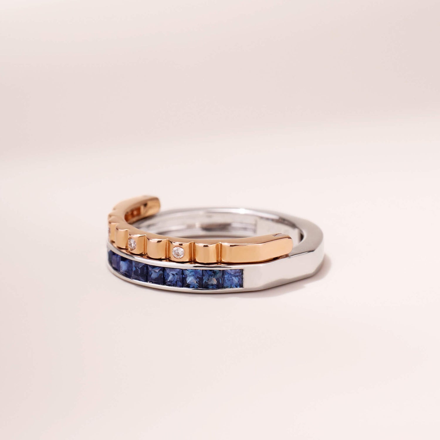 One-Flip Diamond and Sapphire Ring（1 Rings with 4 Styles)