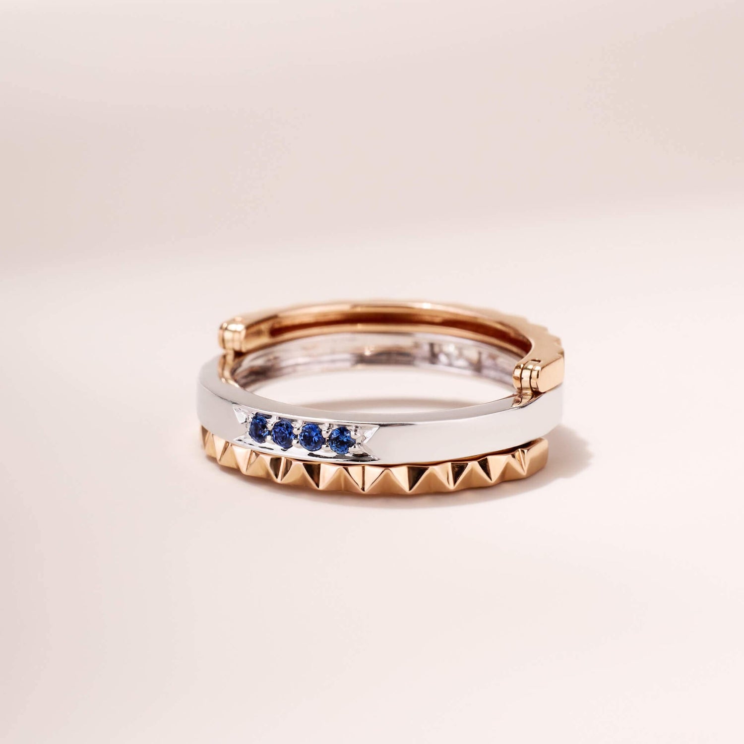 Two-Flips Diamond and Sapphire Ring（1 Rings with 6 Styles)