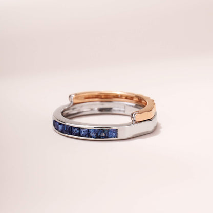 One-Flip Diamond and Sapphire Ring（1 Rings with 4 Styles)