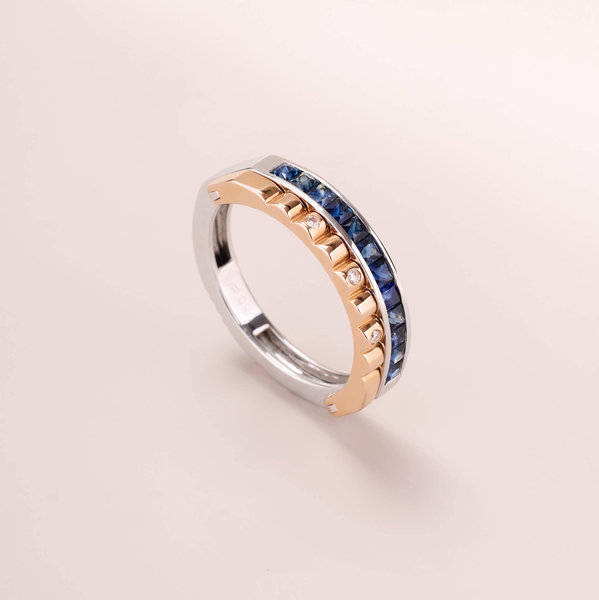 One-Flip Diamond and Sapphire Ring（1 Rings with 4 Styles)