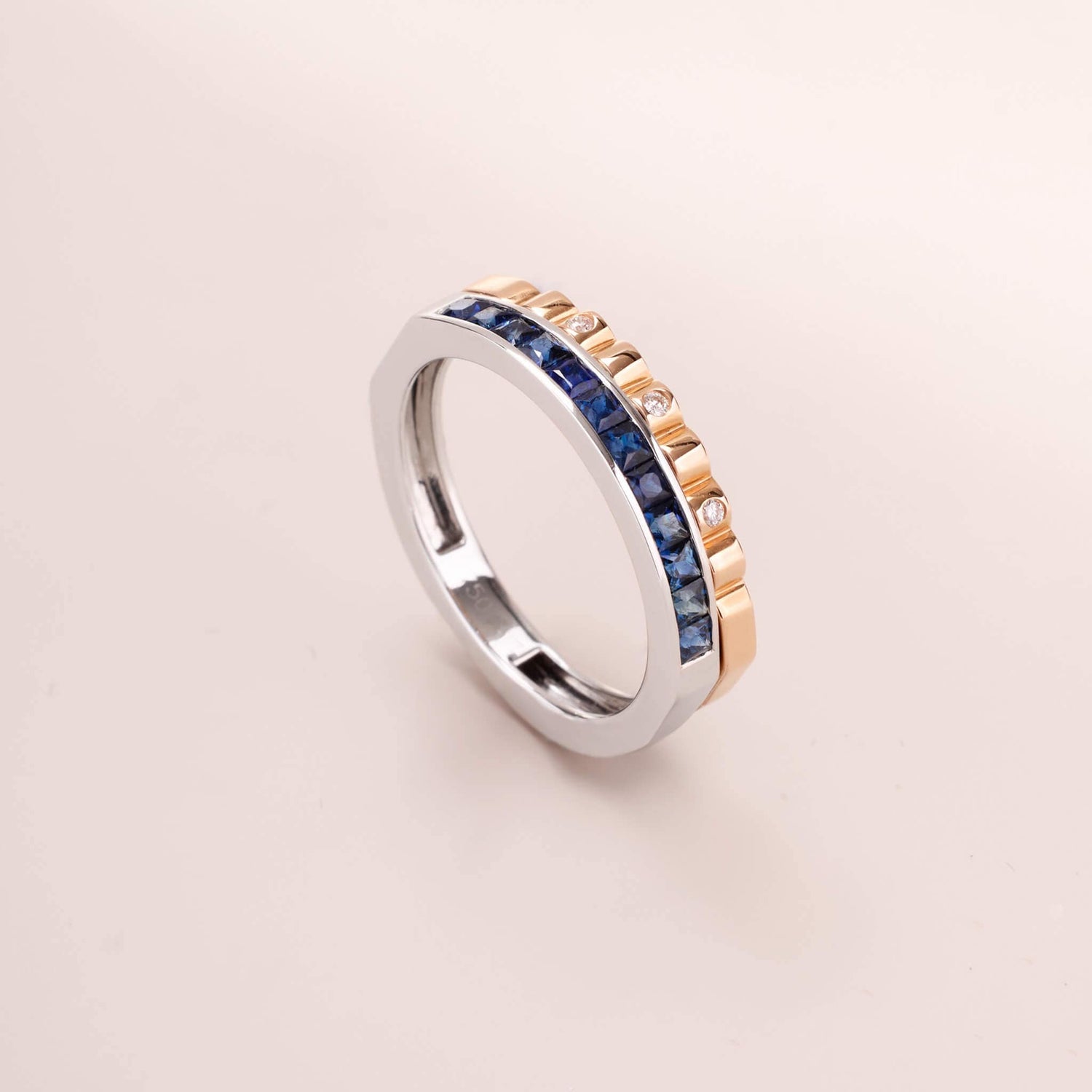 One-Flip Diamond and Sapphire Ring（1 Rings with 4 Styles)