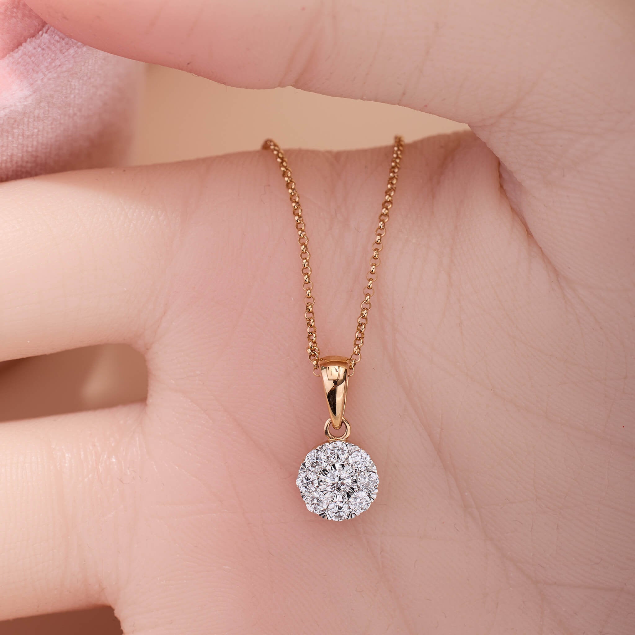 18K Gold Minimalist Natural Diamond Pendant