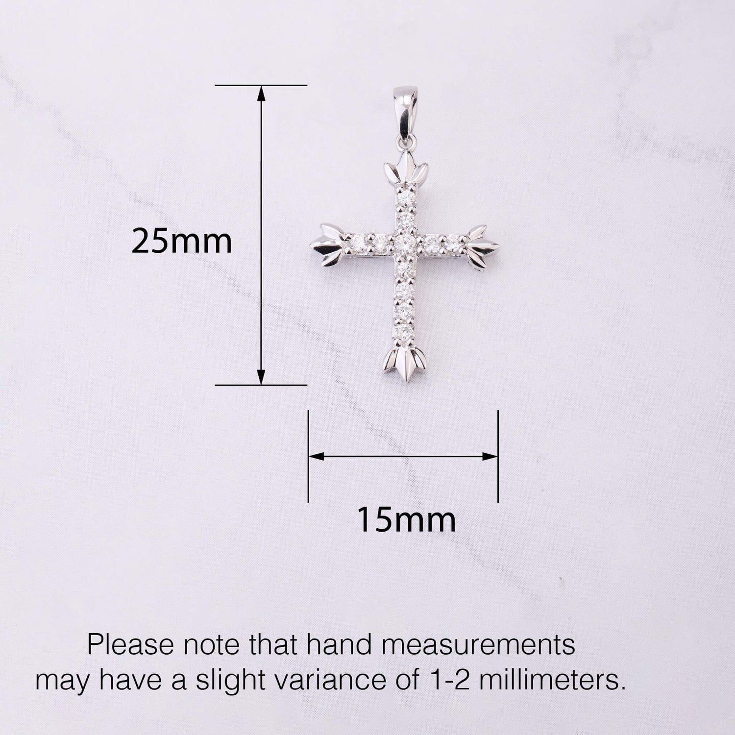 18K Gold Vintage-Styled Cross Pendant with Natural Diamond