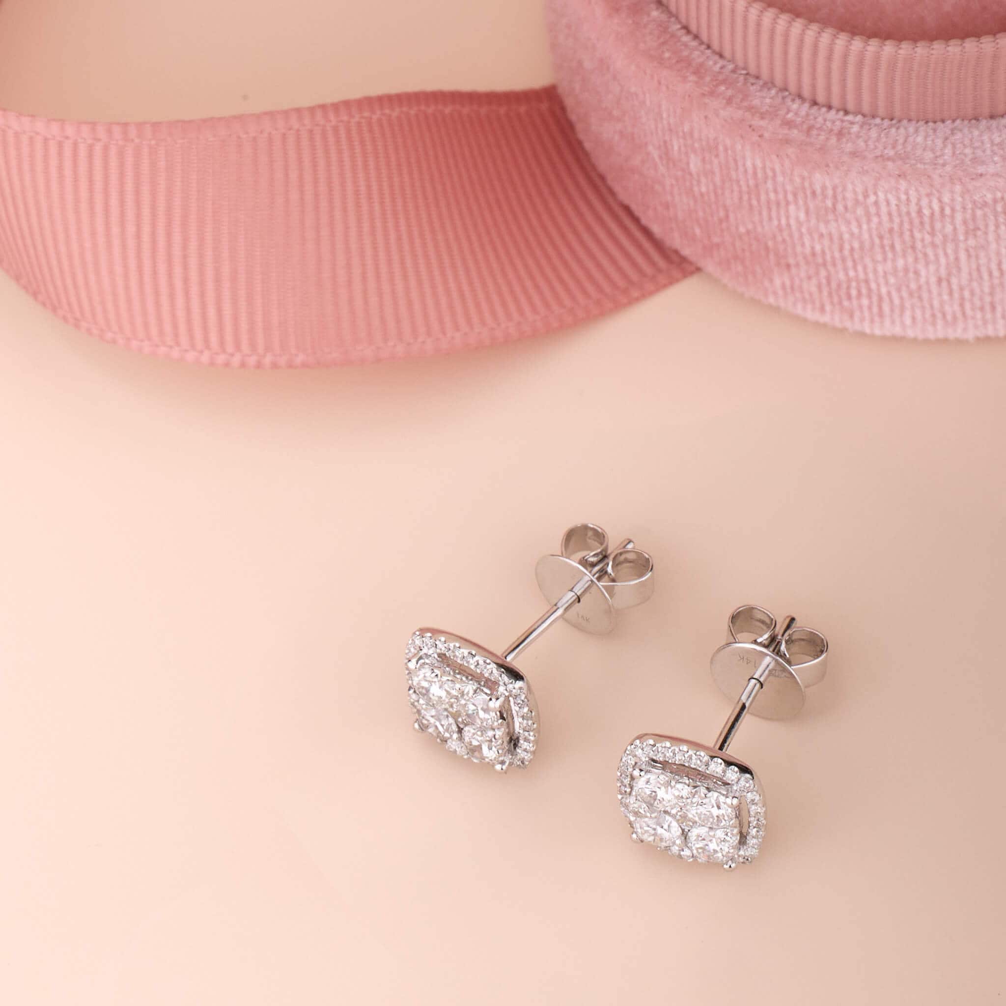 1.06 ct.tw. Diamond Halo Earrings