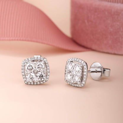 1.06 ct.tw. Diamond Halo Earrings