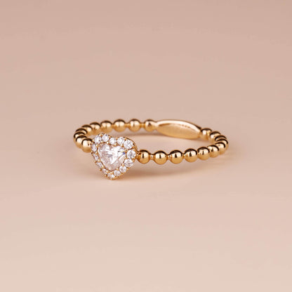 18K Gold Unique Heart-shape Diamond Engagement Ring