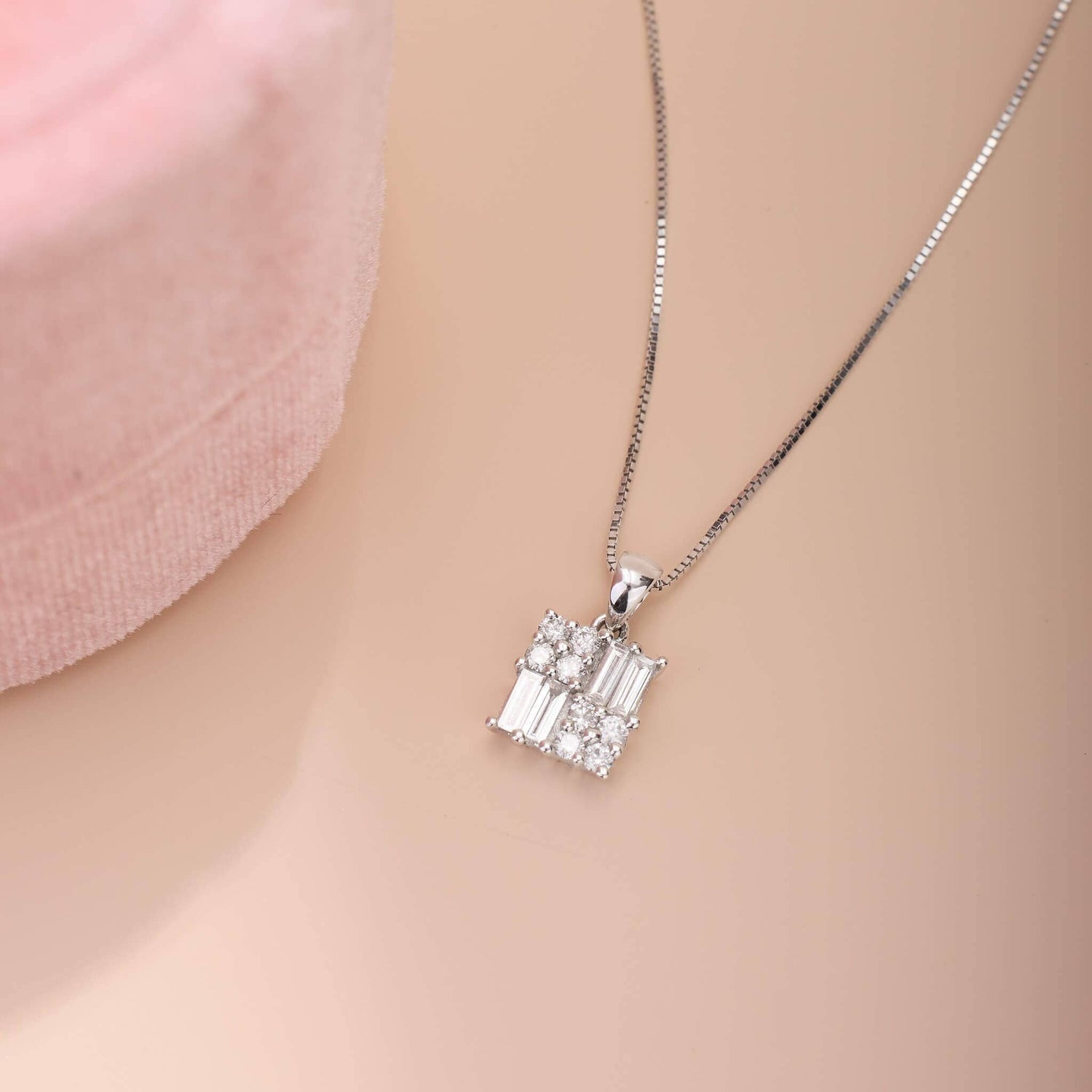 Natural Baguette Diamond Chessbox Pendant by JewelryandStore