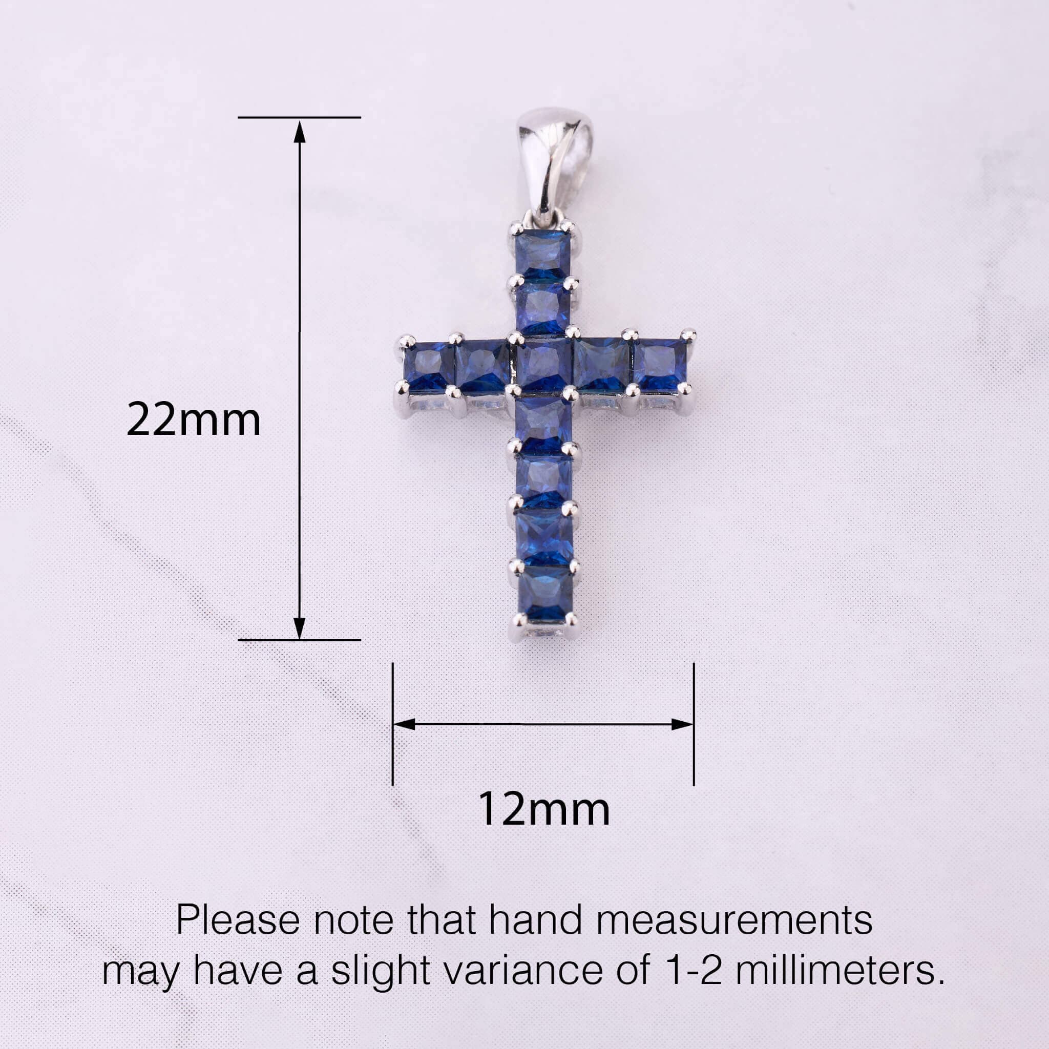 Classic Natural Blue Sapphire Cross Pendant